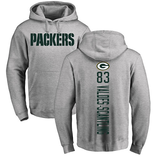 Men Green Bay Packers Ash #83 Valdes-Scantling Marquez Backer Nike NFL Pullover Hoodie Sweatshirts->nfl t-shirts->Sports Accessory